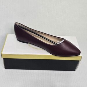 Bella Marie Angie 52 Pointed Toe Flats Burgundy Faux Leather Slip On Shoes
